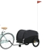 vidaXL velosipēda piekabe, 45 kg, melna, dzelzs
