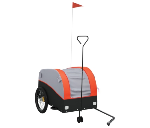 vidaXL velosipēda piekabe, 45 kg, melna un oranža, dzelzs