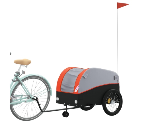 vidaXL velosipēda piekabe, 45 kg, melna un oranža, dzelzs
