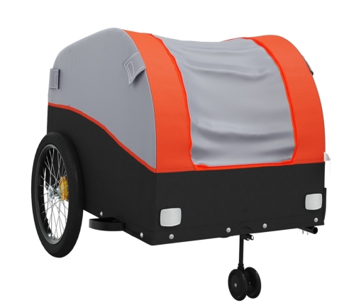 vidaXL velosipēda piekabe, 45 kg, melna un oranža, dzelzs