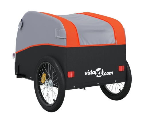 vidaXL velosipēda piekabe, 45 kg, melna un oranža, dzelzs