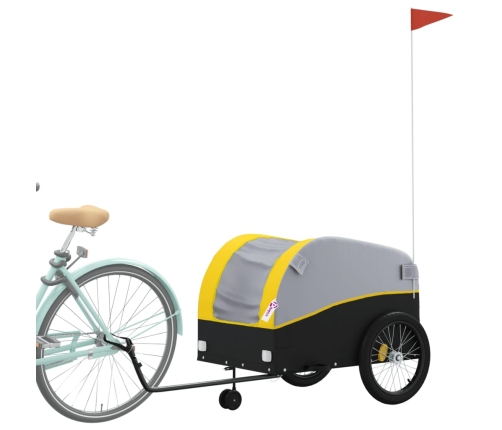 vidaXL velosipēda piekabe, 45 kg, melna un dzeltena, dzelzs