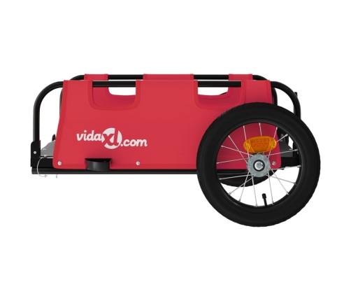 vidaXL velosipēda piekabe, sarkana, Oksfordas audums, dzelzs