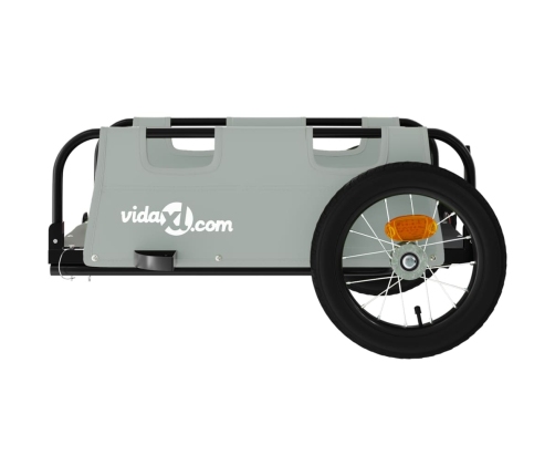 vidaXL velosipēda piekabe, pelēka, Oksfordas audums, dzelzs