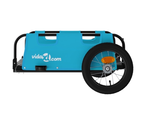 vidaXL velosipēda piekabe, zila, Oksfordas audums un dzelzs