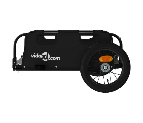 vidaXL velosipēda piekabe, melna, Oksfordas audums un dzelzs