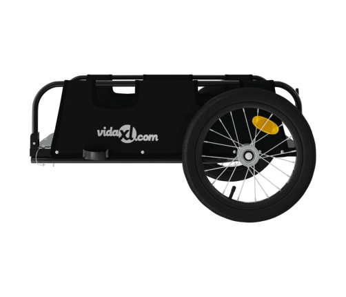 vidaXL velosipēda piekabe, melna, Oksfordas audums un dzelzs