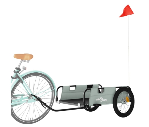 vidaXL velosipēda piekabe, pelēka, Oksfordas audums, dzelzs