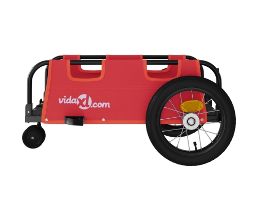 vidaXL velosipēda piekabe, sarkana, Oksfordas audums, dzelzs