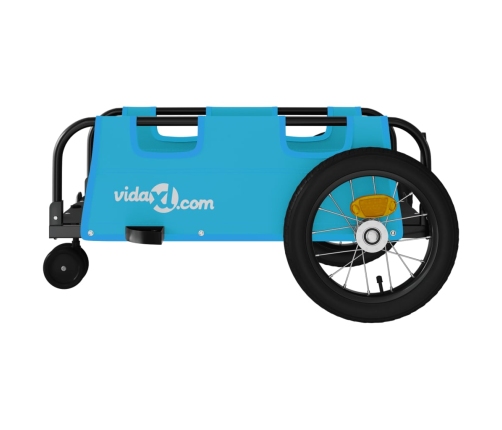 vidaXL velosipēda piekabe, zila, Oksfordas audums un dzelzs