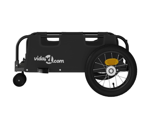 vidaXL velosipēda piekabe, melna, Oksfordas audums un dzelzs