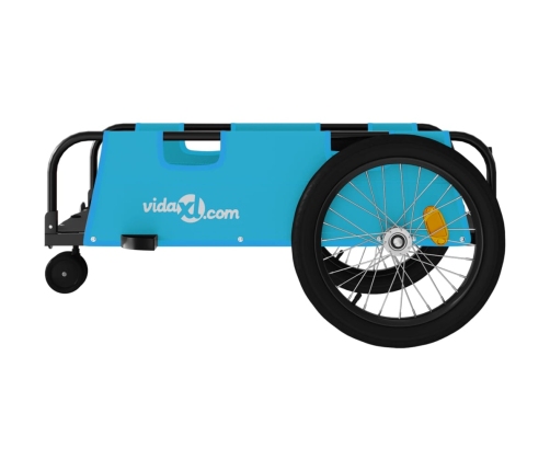 vidaXL velosipēda piekabe, zila ar melnu, audums un dzelzs