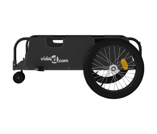 vidaXL velosipēda piekabe, melna, Oksfordas audums un dzelzs