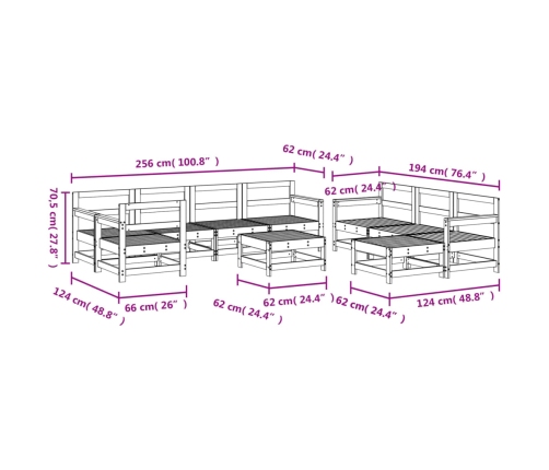 10-Daļīgs Dārza Mēbeļu Komplekts, Duglasa Egles Masīvkoks Vidaxl
