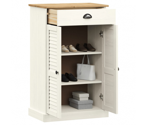 vidaXL apavu skapis VIGO, 60x35x96 cm, priedes masīvkoks, balts