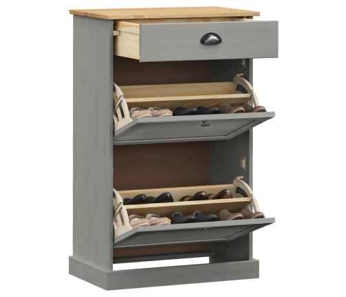 vidaXL apavu skapis VIGO, 60x35x96 cm, priedes masīvkoks, pelēks