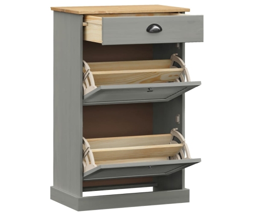 vidaXL apavu skapis VIGO, 60x35x96 cm, priedes masīvkoks, pelēks