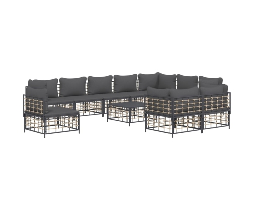 vidaXL 11-daļīgs dārza mēbeļu komplekts ar matračiem, PE rotangpalma