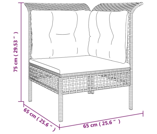 vidaXL 10-daļīgs dārza atpūtas mēbeļu komplekts, pelēka PE rotangpalma
