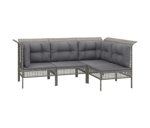 vidaXL 10-daļīgs dārza atpūtas mēbeļu komplekts, pelēka PE rotangpalma