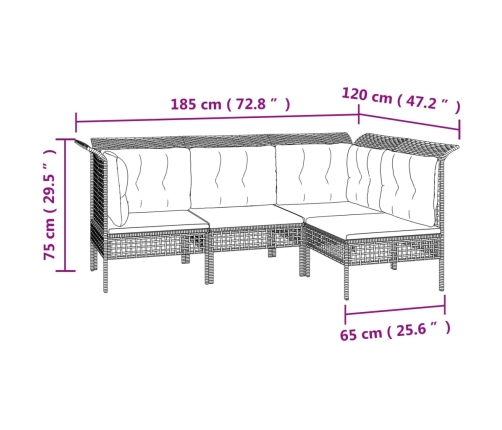 vidaXL 10-daļīgs dārza atpūtas mēbeļu komplekts, pelēka PE rotangpalma