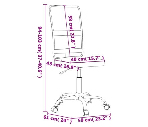 vidaXL biroja krēsls, melns, sietveida audums
