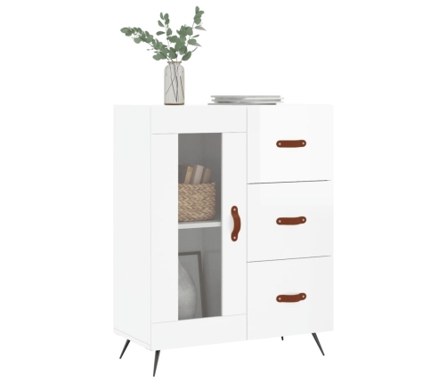 vidaXL kumode, spīdīgi balta, 69,5x34x90 cm, inženierijas koks