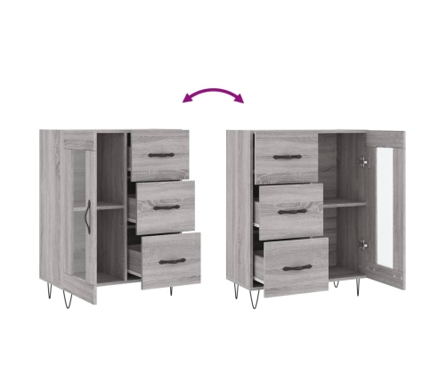 vidaXL kumode, pelēka ozolkoka, 69,5x34x90 cm, inženierijas koks