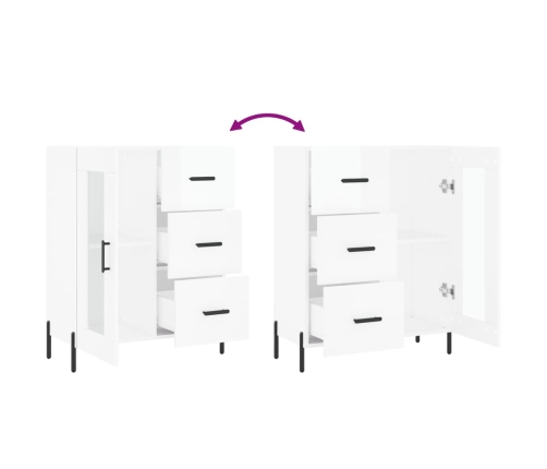 vidaXL kumode, spīdīgi balta, 69,5x34x90 cm, inženierijas koks