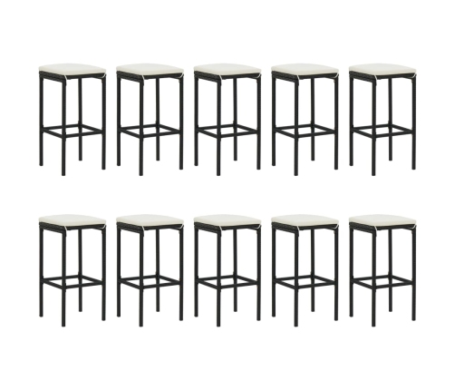 11-Daļīgs Dārza Mēbeļu Komplekts, Matrači, Rotangpalma, Melns Vidaxl