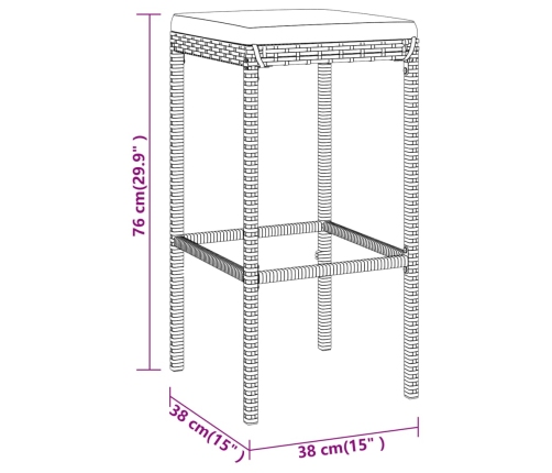 vidaXL 11-daļīgs bāra mēbeļu komplekts, matrači, PE rotangpalma
