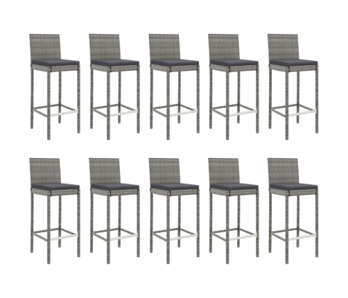 vidaXL 11-daļīgs bāra mēbeļu komplekts, matrači, PE rotangpalma