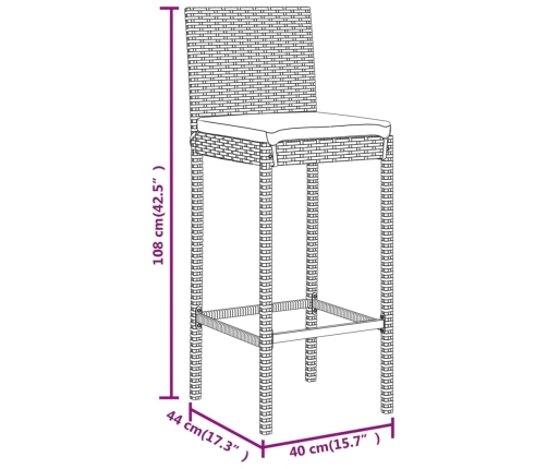 vidaXL 11-daļīgs bāra mēbeļu komplekts, matrači, PE rotangpalma