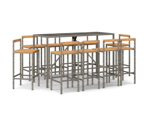 vidaXL 11-daļīgs dārza bāra mēbeļu komplekts, PE rotangpalma, akācija