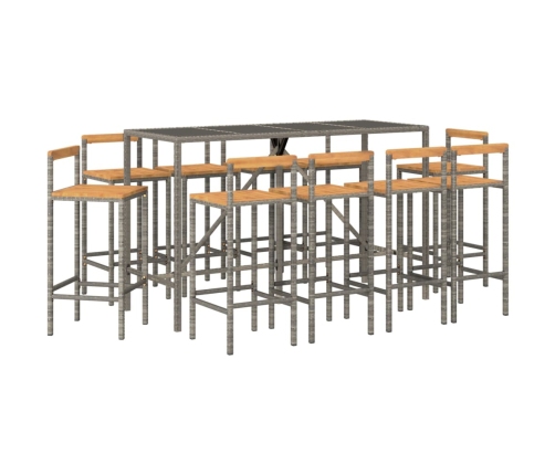 vidaXL 11-daļīgs dārza bāra mēbeļu komplekts, PE rotangpalma, akācija