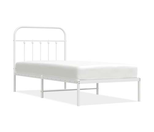 vidaXL gultas rāmis ar galvgali, balts metāls, 90x190 cm