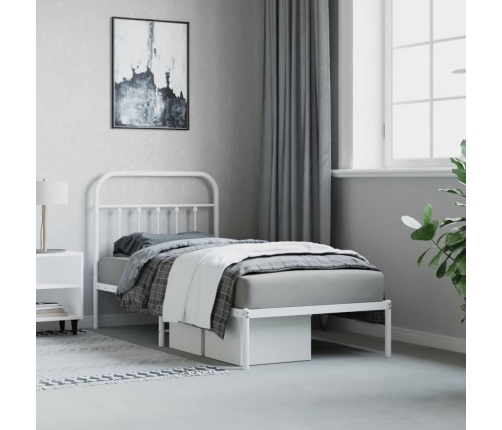 vidaXL gultas rāmis ar galvgali, balts metāls, 90x190 cm
