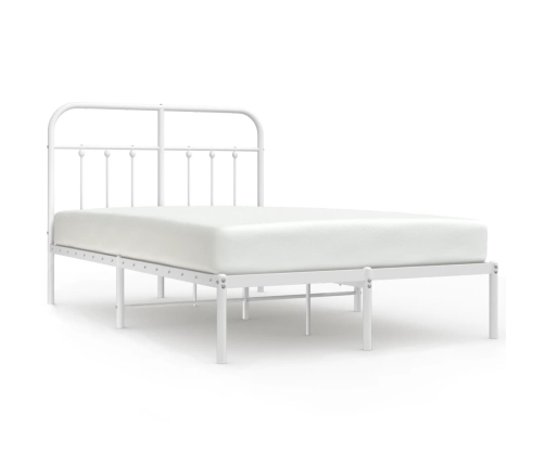 vidaXL gultas rāmis ar galvgali, balts metāls, 120x200 cm