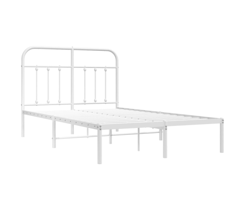 vidaXL gultas rāmis ar galvgali, balts metāls, 120x200 cm