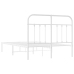 vidaXL gultas rāmis ar galvgali, balts metāls, 120x200 cm