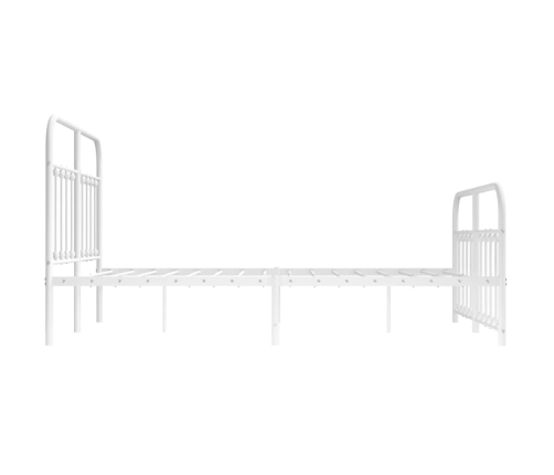 vidaXL gultas rāmis ar galvgali un kājgali, balts metāls, 140x200 cm
