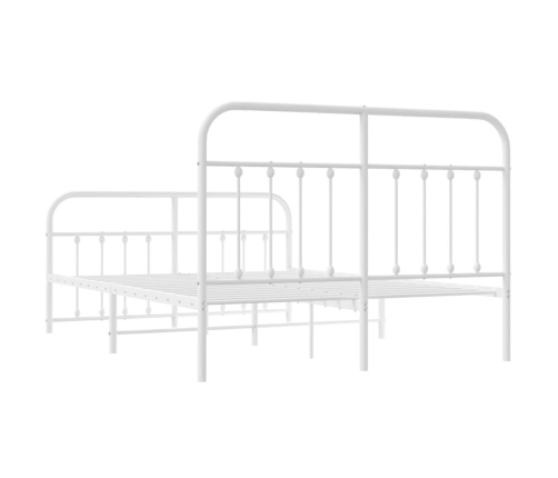 vidaXL gultas rāmis ar galvgali un kājgali, balts metāls, 140x200 cm