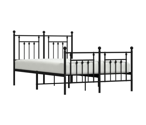 vidaXL gultas rāmis ar galvgali un kājgali, melns metāls, 135x190 cm