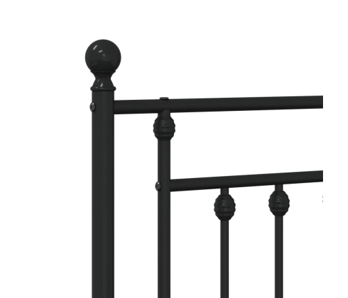vidaXL gultas rāmis ar galvgali un kājgali, melns metāls, 135x190 cm