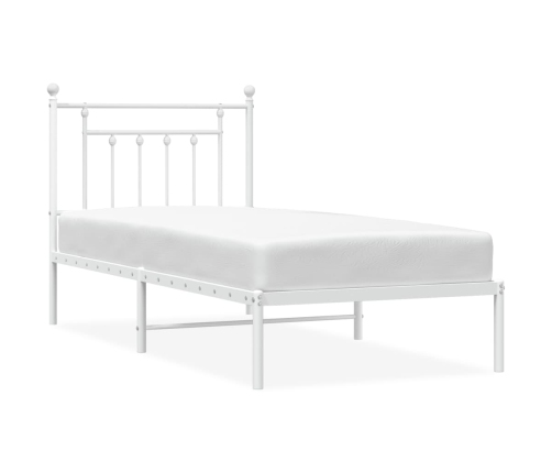 vidaXL gultas rāmis ar galvgali, balts metāls, 90x190 cm