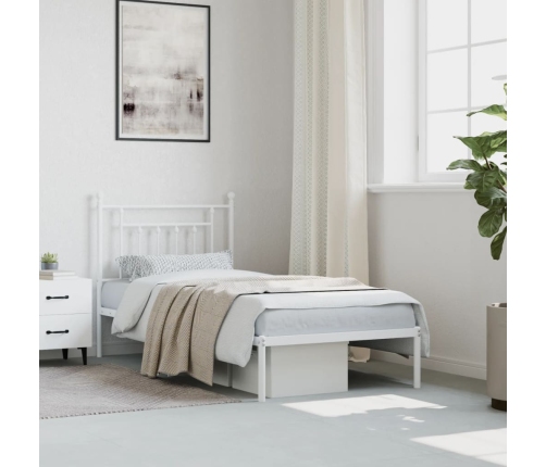 vidaXL gultas rāmis ar galvgali, balts metāls, 90x190 cm