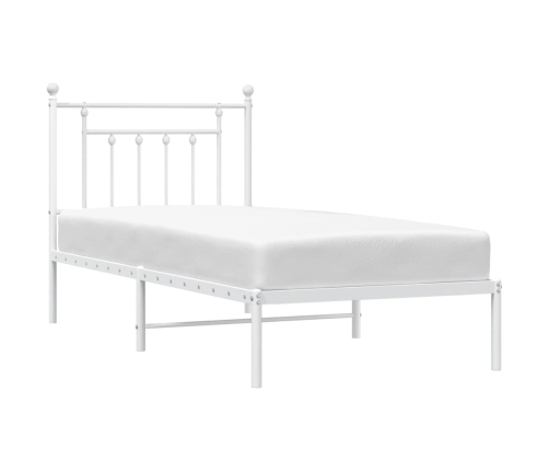 vidaXL gultas rāmis ar galvgali, balts metāls, 90x190 cm