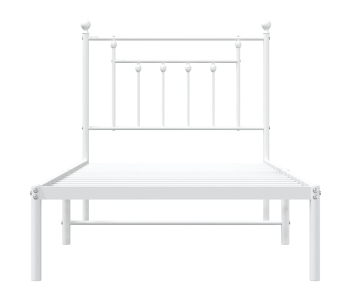 vidaXL gultas rāmis ar galvgali, balts metāls, 90x190 cm