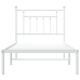 vidaXL gultas rāmis ar galvgali, balts metāls, 90x190 cm