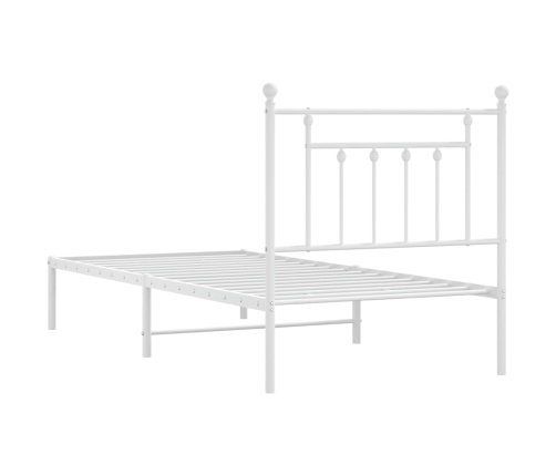 vidaXL gultas rāmis ar galvgali, balts metāls, 90x190 cm